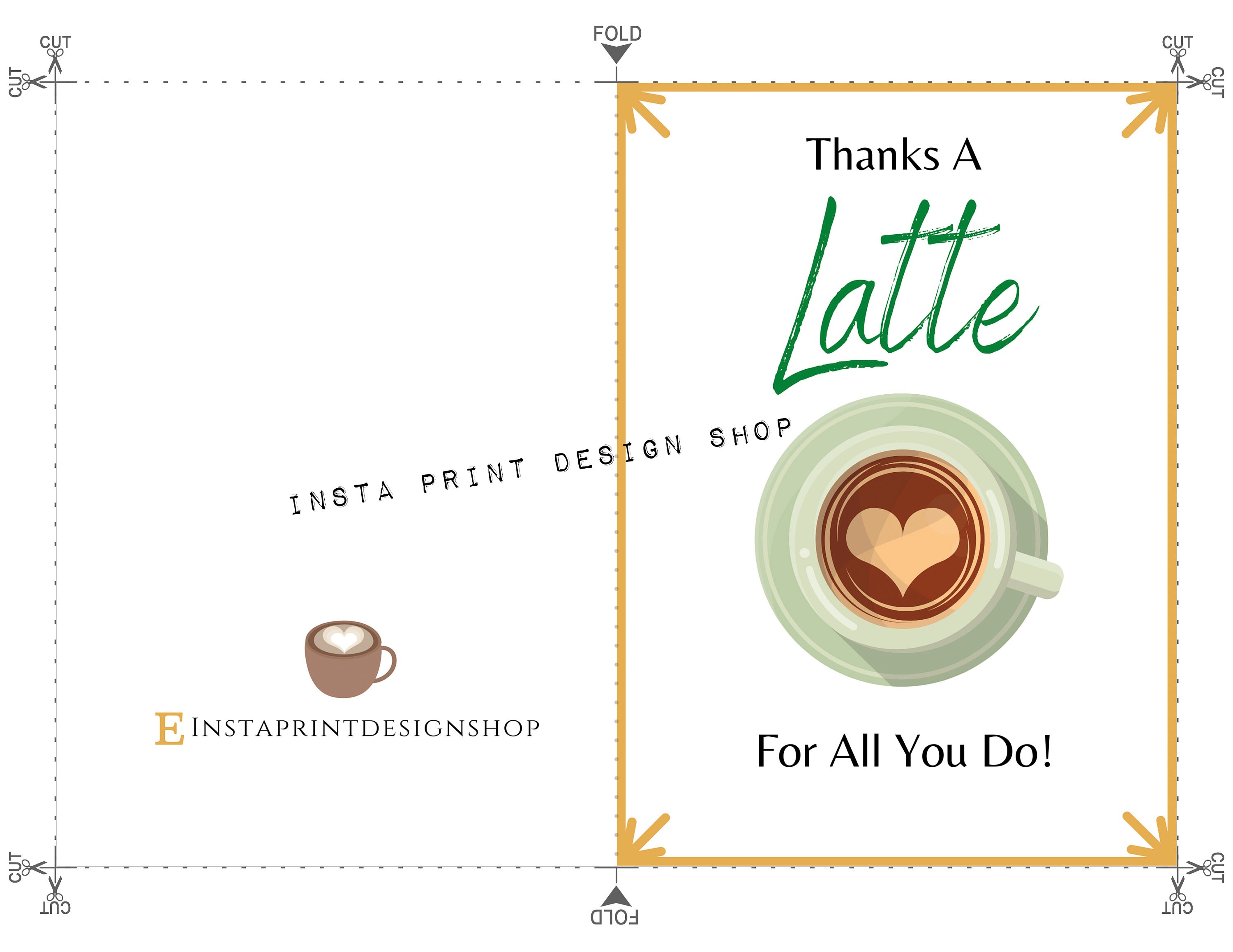 Printable Thanks A Latte For All You Do Greeting Card Coffee Etsy España