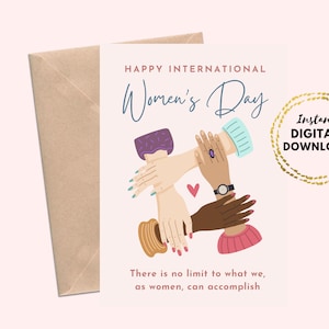 Glücklicher Internationaler Frauentag Gruß Karte druckbare Frauen unterstützen Frauen, DIY Karte digitaler Download leer 5 x 7 feministisch
