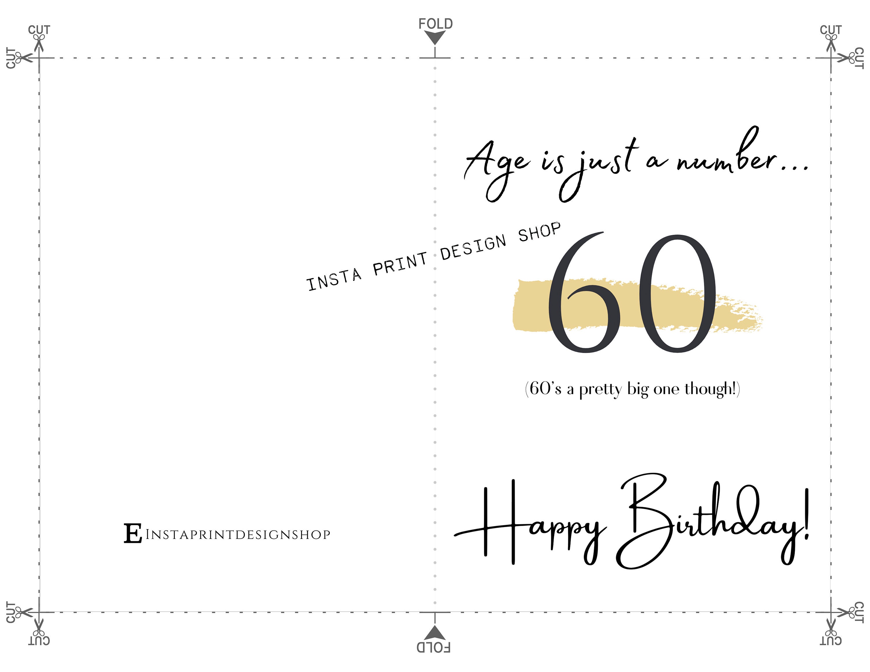 Printable Happy 60th Birthday Card, Age is Just A Number Funny 60th ...