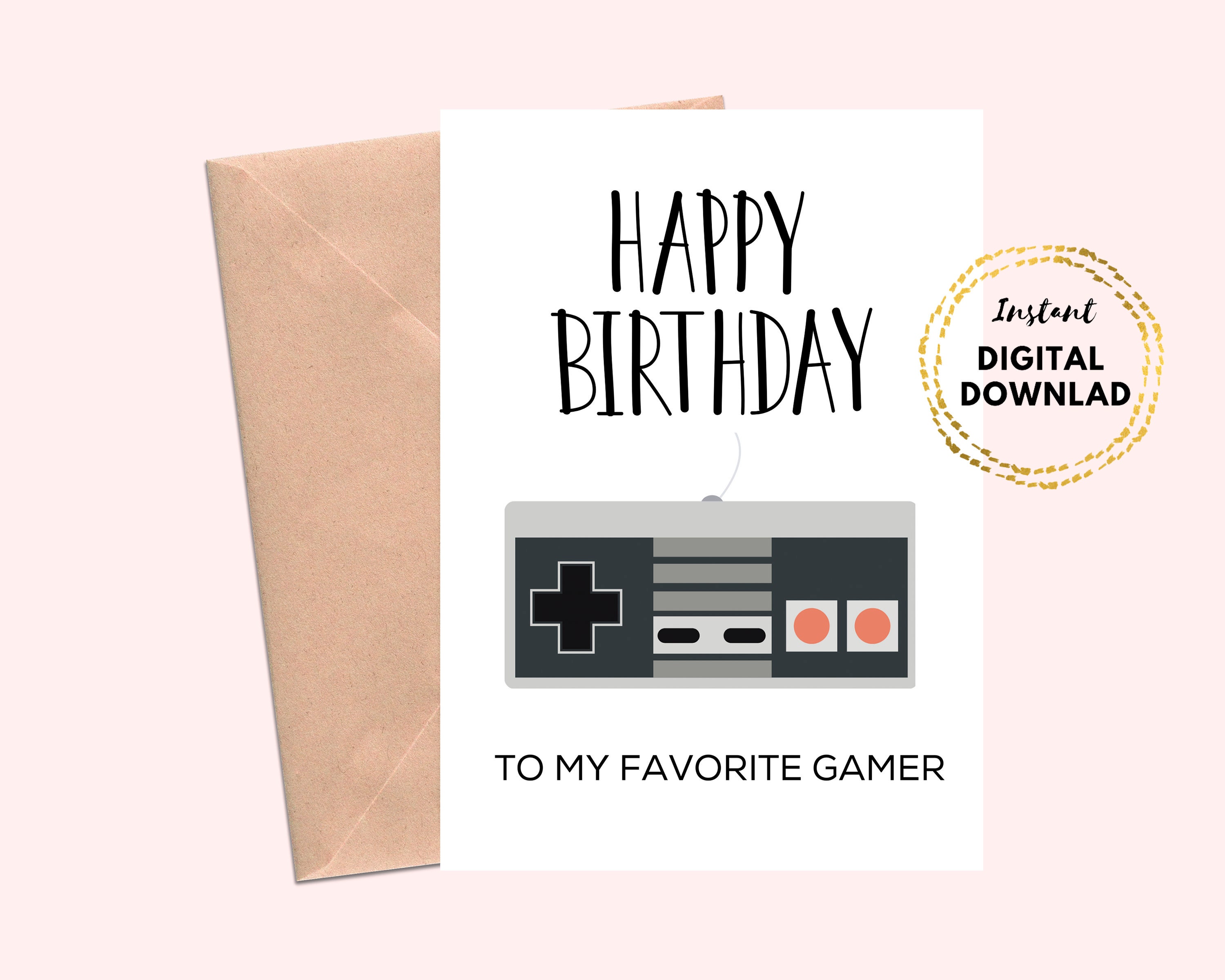 printable happy birthday gamer birthday card 5x7 blank etsy