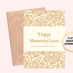 Tarjeta imprimible de licencia de maternidad feliz / Tarjeta de licencia de tapete de mejores deseos / Tarjeta de felicitación de embarazo Descarga digital