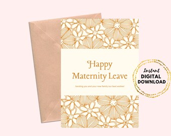 Happy Maternity Leave Printable Card | Best Wishes Mat Leave Card | Pregnancy Greeting Card Digital Download
