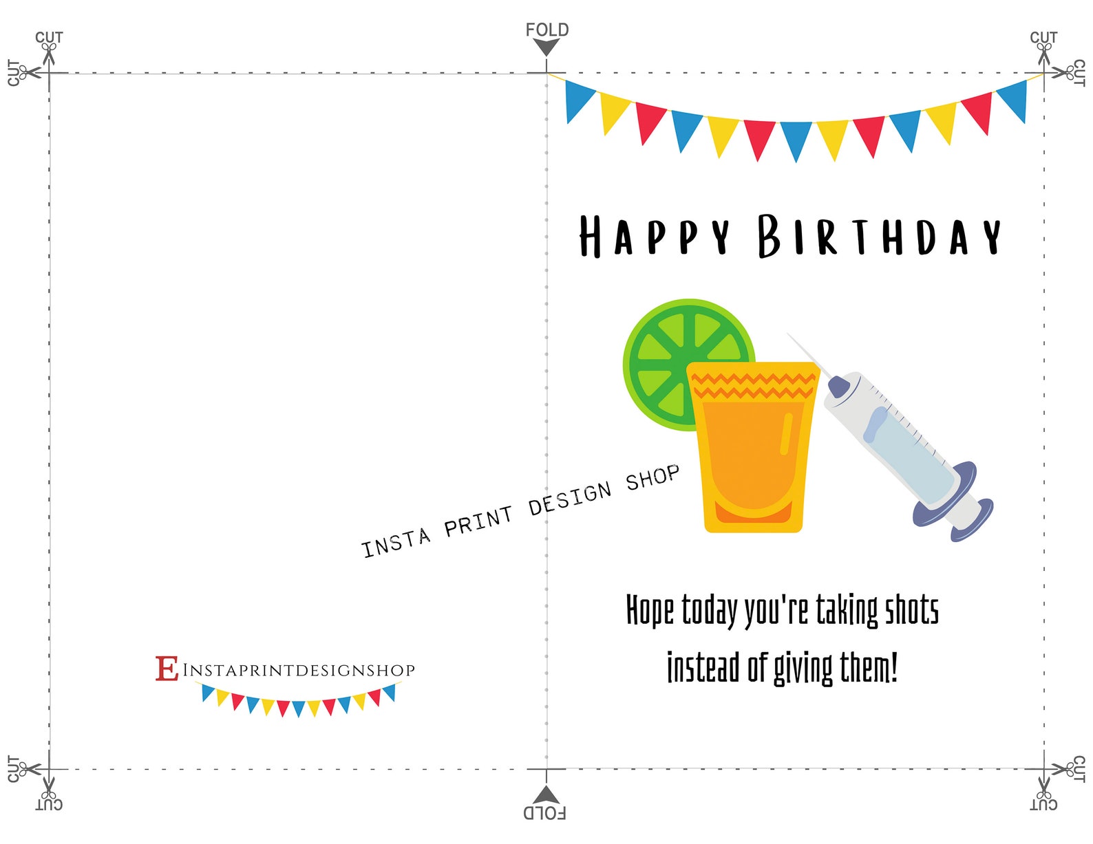 Printable Nurse Happy Birthday Greeting Card, 5x7 Blank Happy Birthday ...