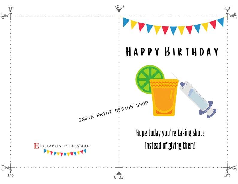 Printable Nurse Happy Birthday Greeting Card, 5x7 Blank Happy Birthday ...