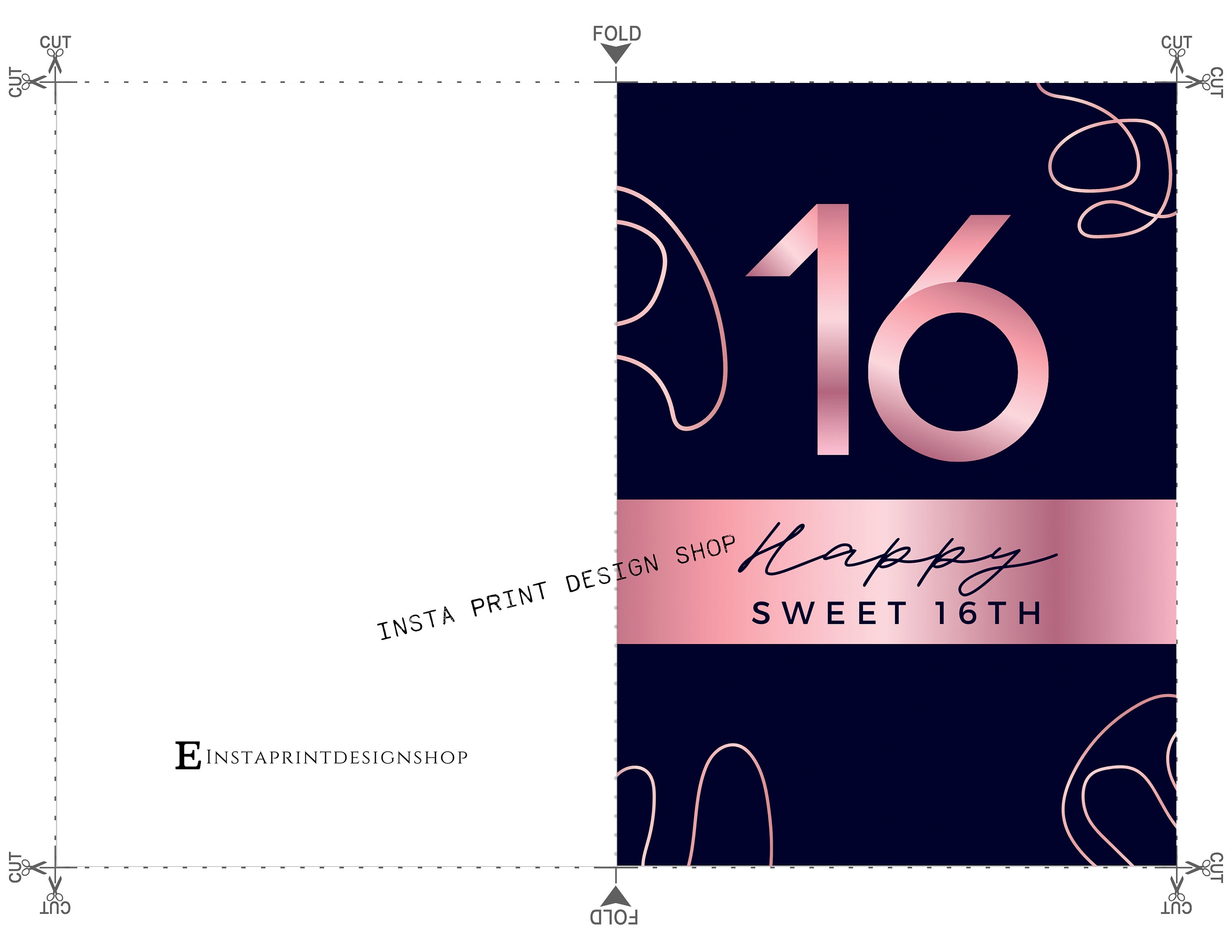Printable Happy Sweet 16th Birthday Card, 5x7 Blank 16th Birthday Gift ...