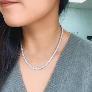 925 Sterling Zilver 4mm Moissanite enkele ruwe Tennis Ketting met veiligheid geluk voor mannen en vrouwen