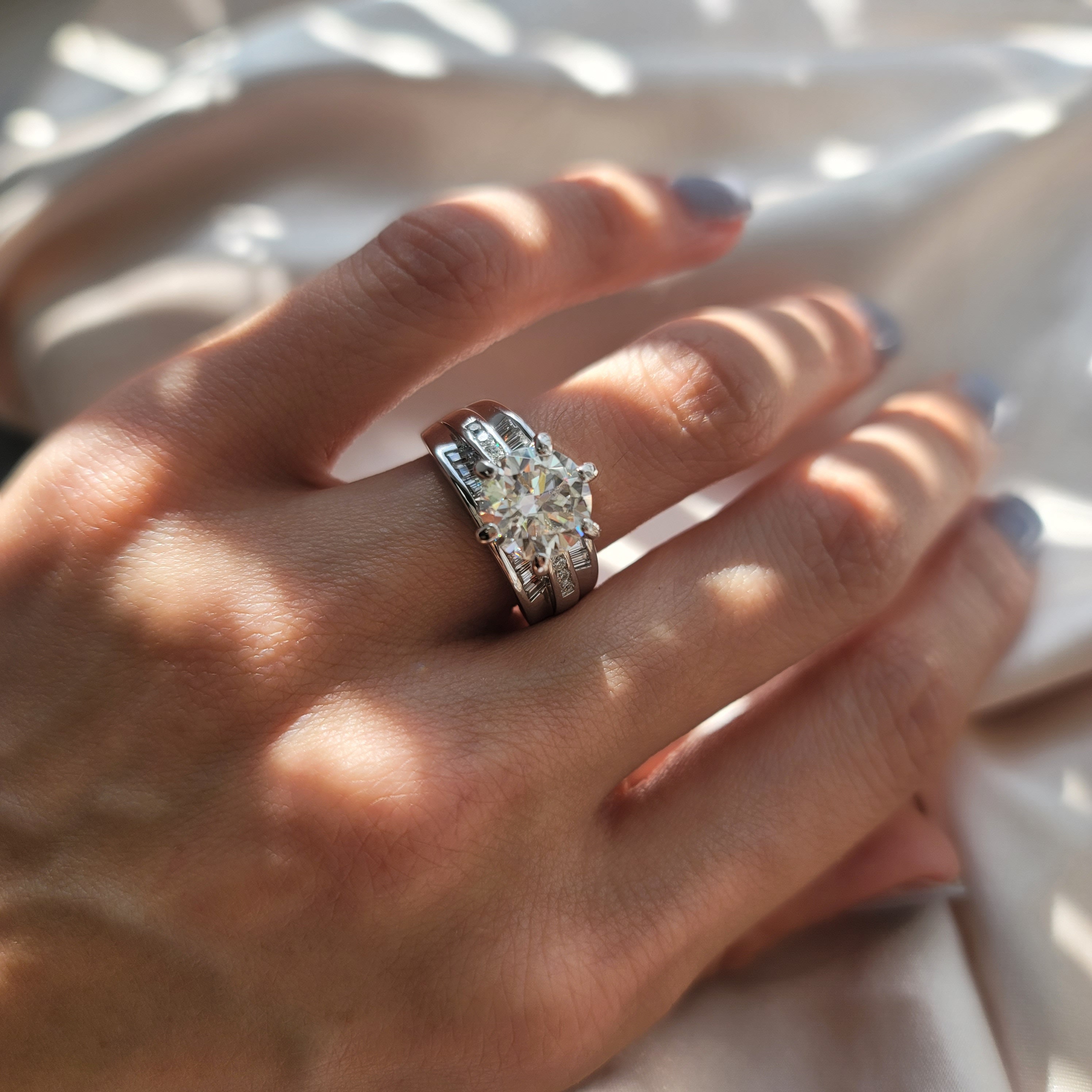 3.5 ct Round Moissanite engagement ring in 925 Sterling Silver