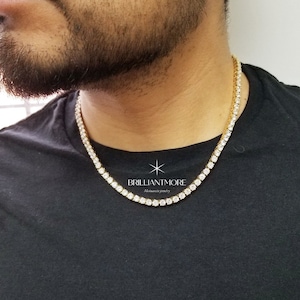 4mm Moissanite Sterling Zilveren Tennis Ketting voor mannen