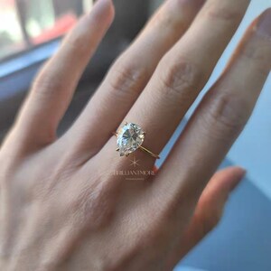 14k Solid yellow Gold 2ct pear shape D color Moissanite Engagement ring