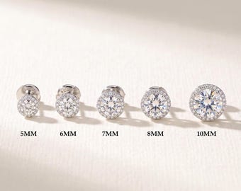 925 silver halo-setting moissanite unisex stud earrings
