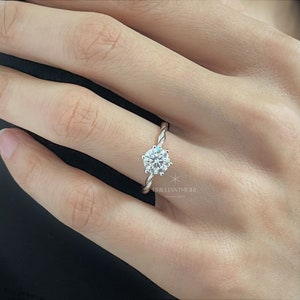 1 ct Certificated Moissanite Excellent Classic Round cut Sterling Silver twist band Moissanite engagement ring