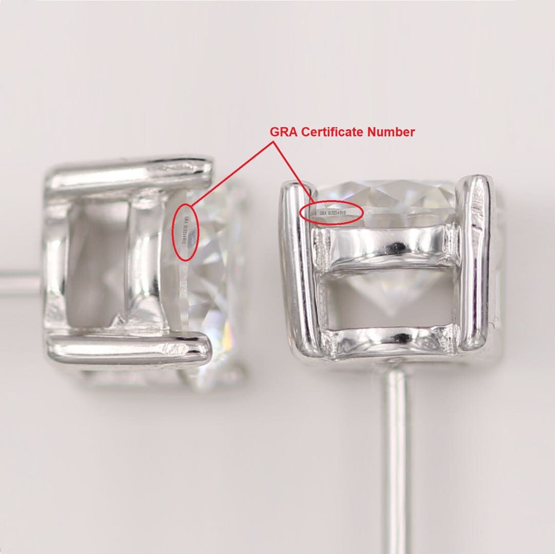 Orecchini A Vite Moissanite 10 Ctw – Solitario Rotondo 11mm – Argento 925 Certificati GRA D/FL - Foto 2