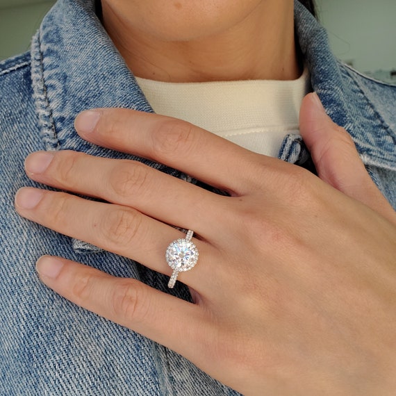 Certified 2.25ct Round White Diamond Engagement Wedding Ring in 14k White Gold 