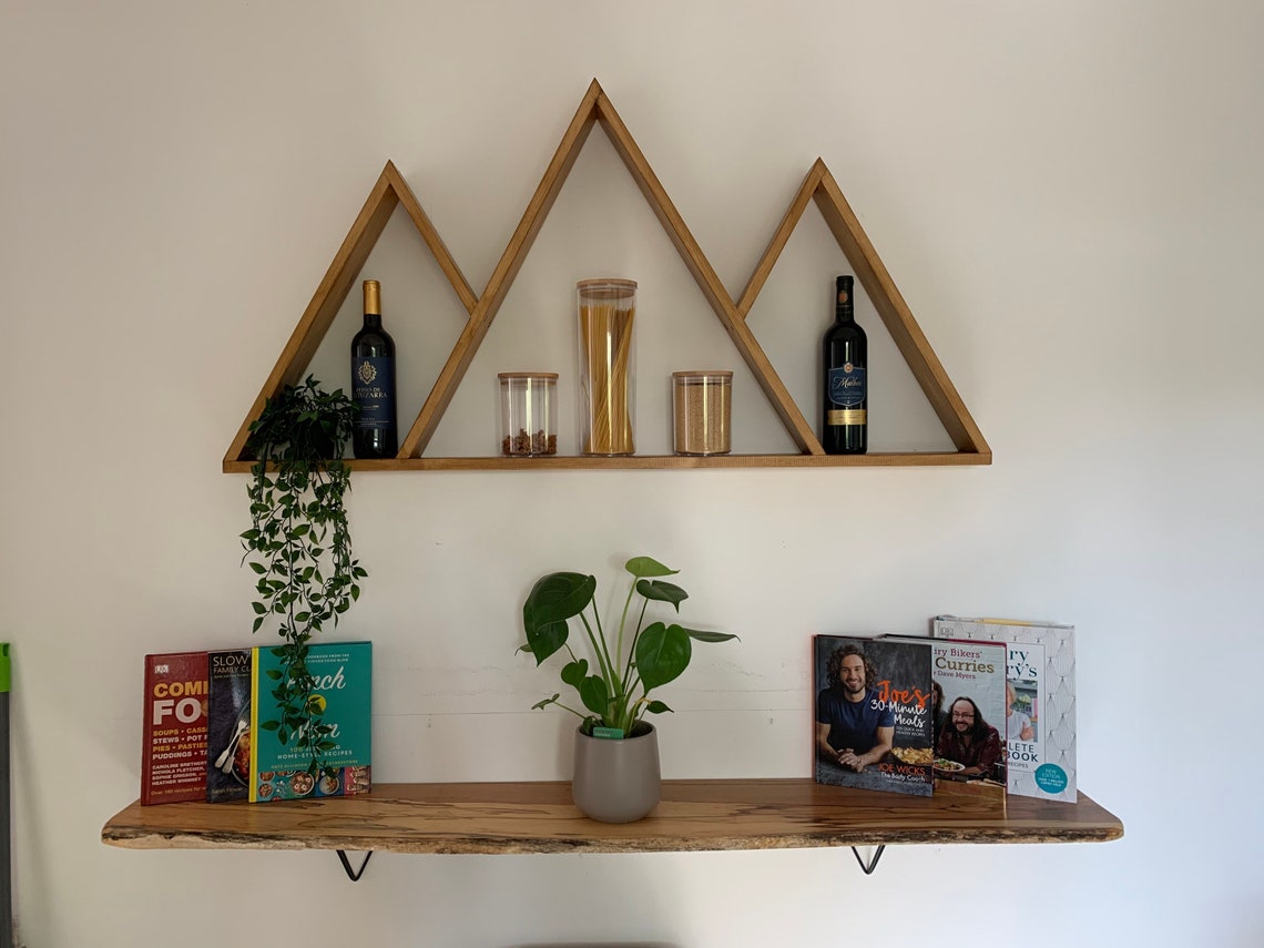 Handcrafted Large Wooden Mountain Shelf Wall Decor Floating Etsy