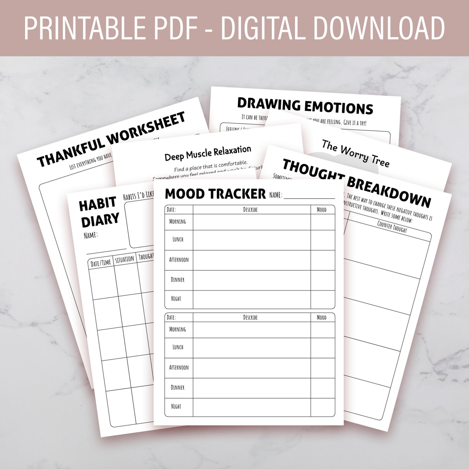 Anxiety Relief Self Care Planner Pdf Printable Self Care Journal Sheets ...