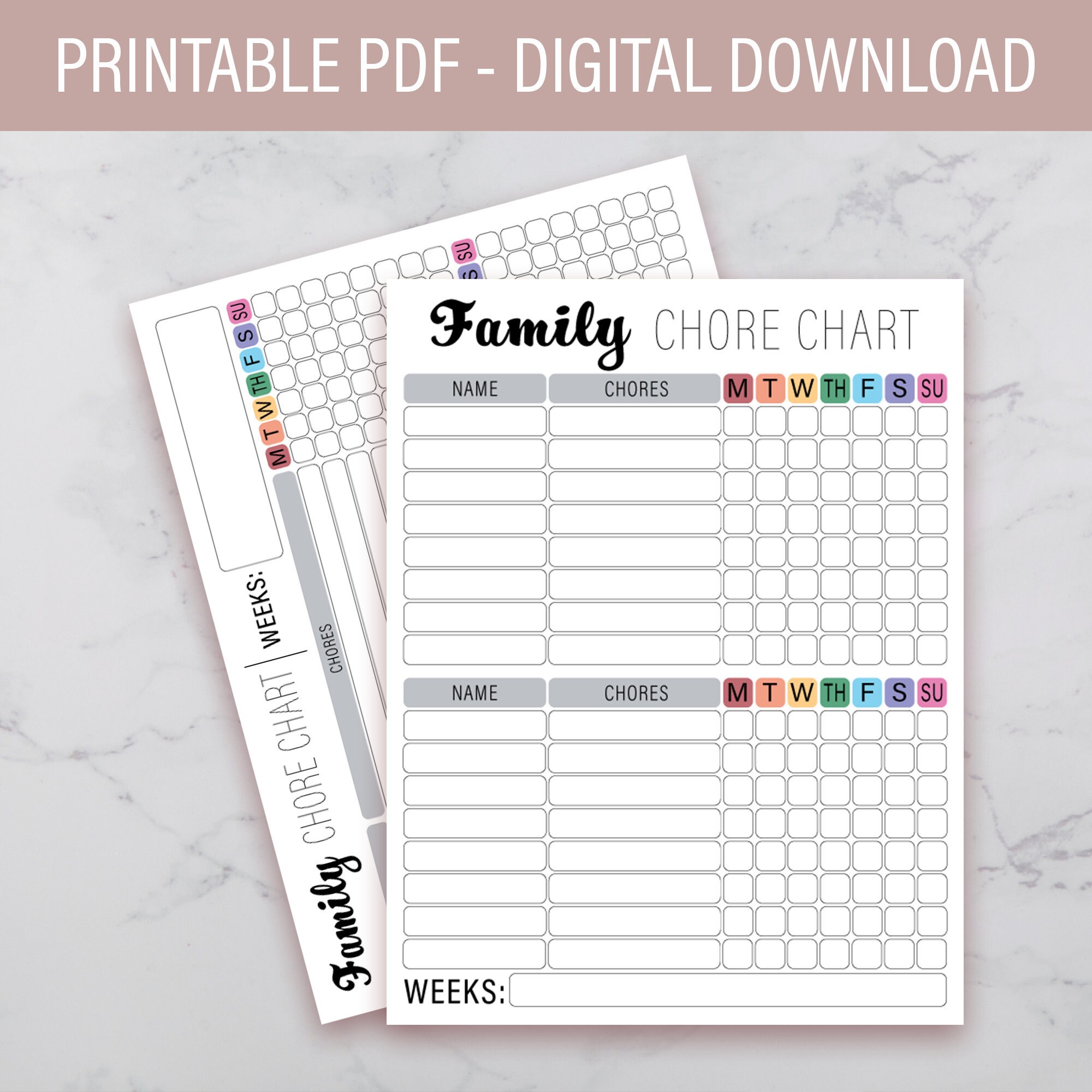 Family Chore Chart - Digital Download — Imperfect Inspiration
