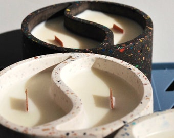 Handmade Scented Yin Yang Design Candles | Soy Wax Candle | Aromatic Candles | Colourful Terrazzo Jar | Cozy Home Decor