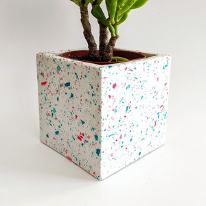 Square plant pot, Terrazzo plant pot, Terrazzo planter, Indoor plant pot, Jesmonite plant pot, Home gift