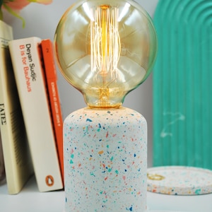 Handmade Nordic Terrazzo Table Lamp: Eco-Resin Bedside Light