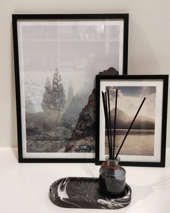 ザラホーム 大理石 キャンドルトレイ ディスプレイトレイ 大、小 2個