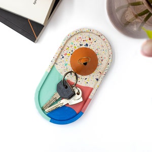 Handmade Terrazzo Oval Tray Modern Home Decor White / Multicolor