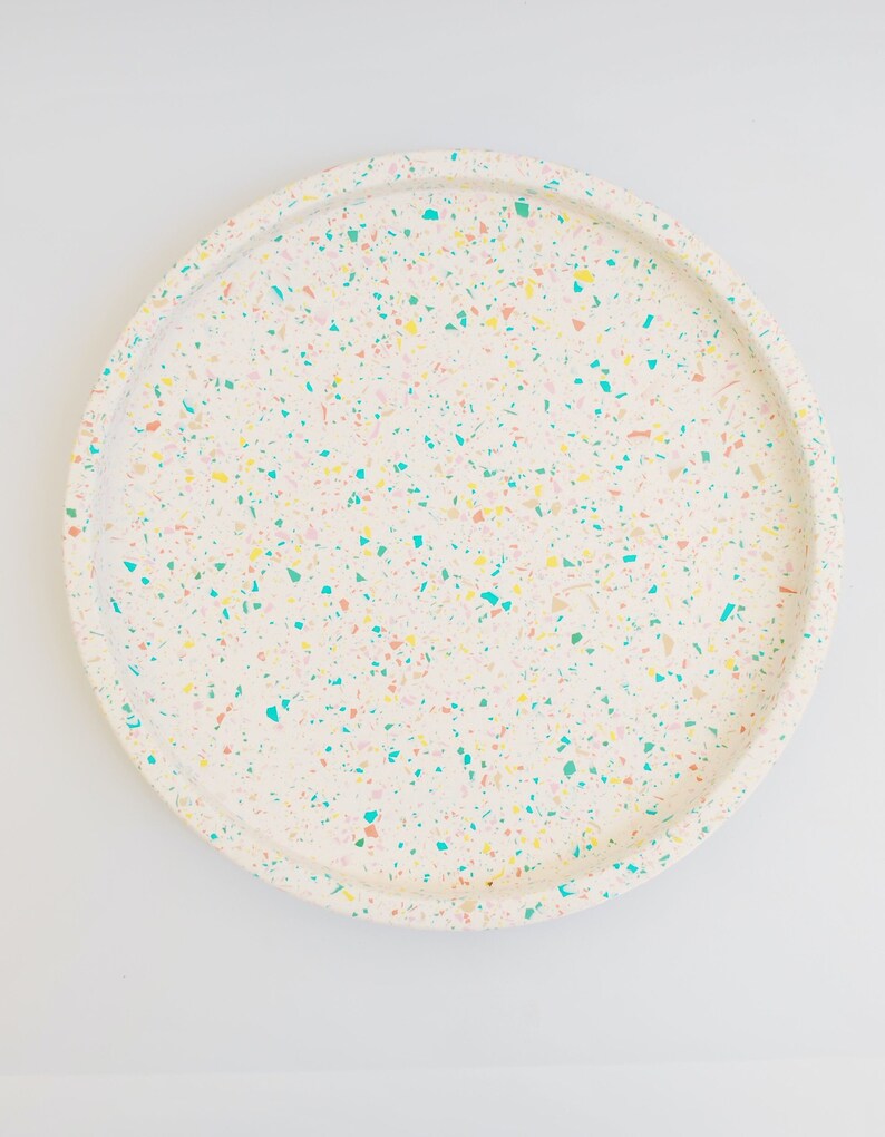 Terrazzo Extra Large Round Tray Modern Home Decor Etsy