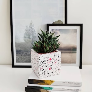 Terrazzo Indoor House Plant Pot, square planter, jesmonite plant pot, succulent planter