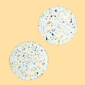 Boho Terrazzo Coaster Set of Two: Handmade Eco Resin Drink Coasters