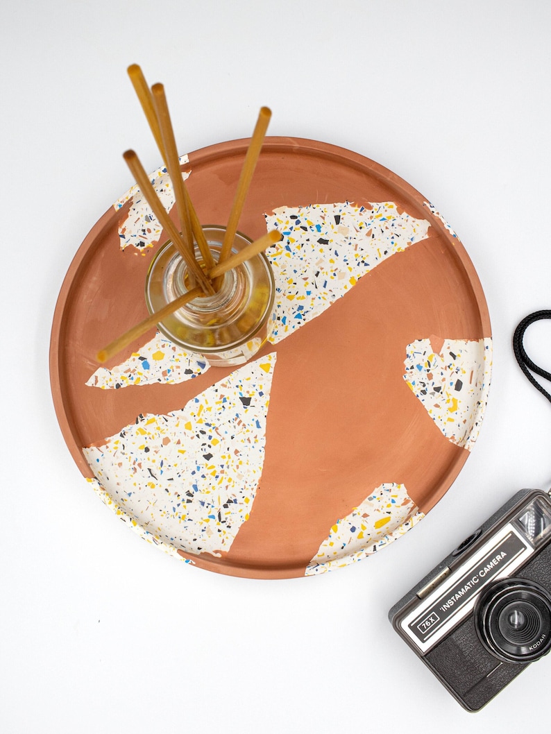 Zero-waste Terrazzo Large Round Tray | Modern Home Decor image 1