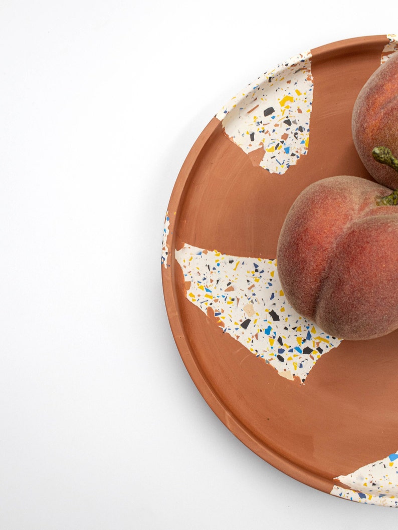 Zero-waste Terrazzo Large Round Tray | Modern Home Decor Terracotta