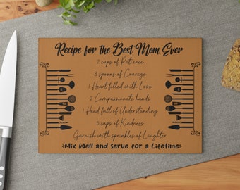 Recipe for the Best Mom Ever Glass Cutting Board / Mother's Day Gift / Present / Birthday Gift / Present