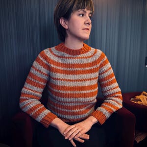 PATTERN: Modern crochet pullover with crew neck and turtleneck option, top-down and seamless