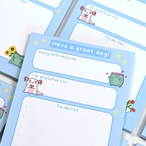 Tagesplaner, Kawaii To Do Liste, Süßer Notizblock, DIN A6 Notizblock, Frosch Notizen, Tier Schreibblock, Süße Notizzettel, Axolotl Geschenk