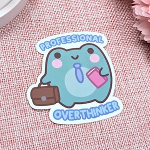 Adesivo rana carina, pensatore professionista, adesivo in vinile kawaii, adesivo per laptop, adesivo kawaii, adesivo decorativo, adesivo divertente