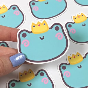 Süßer Frosch Sticker, Kawaii Vinyl Aufkleber, Frosch Prinz, Bullet Journal Sticker, Planer Aufkleber, Süße Tier Sticker, Laptop Sticker