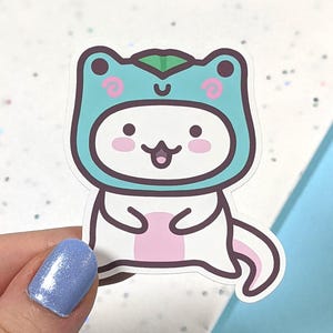 Süßer Axolotl Frosch Sticker, Kawaii Vinyl Aufkleber, Bullet Journal Aufkleber, Tier Sticker, Laptop Sticker