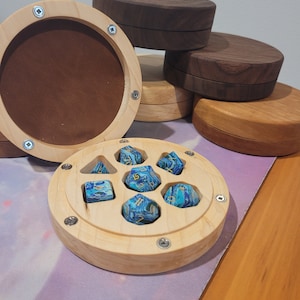 Kreis Würfelbox mit Würfeltablett CNC Design Datei svg, dxf, crv, für DnD, Tabletop Gaming, Dungeons and Dragons, Pläne