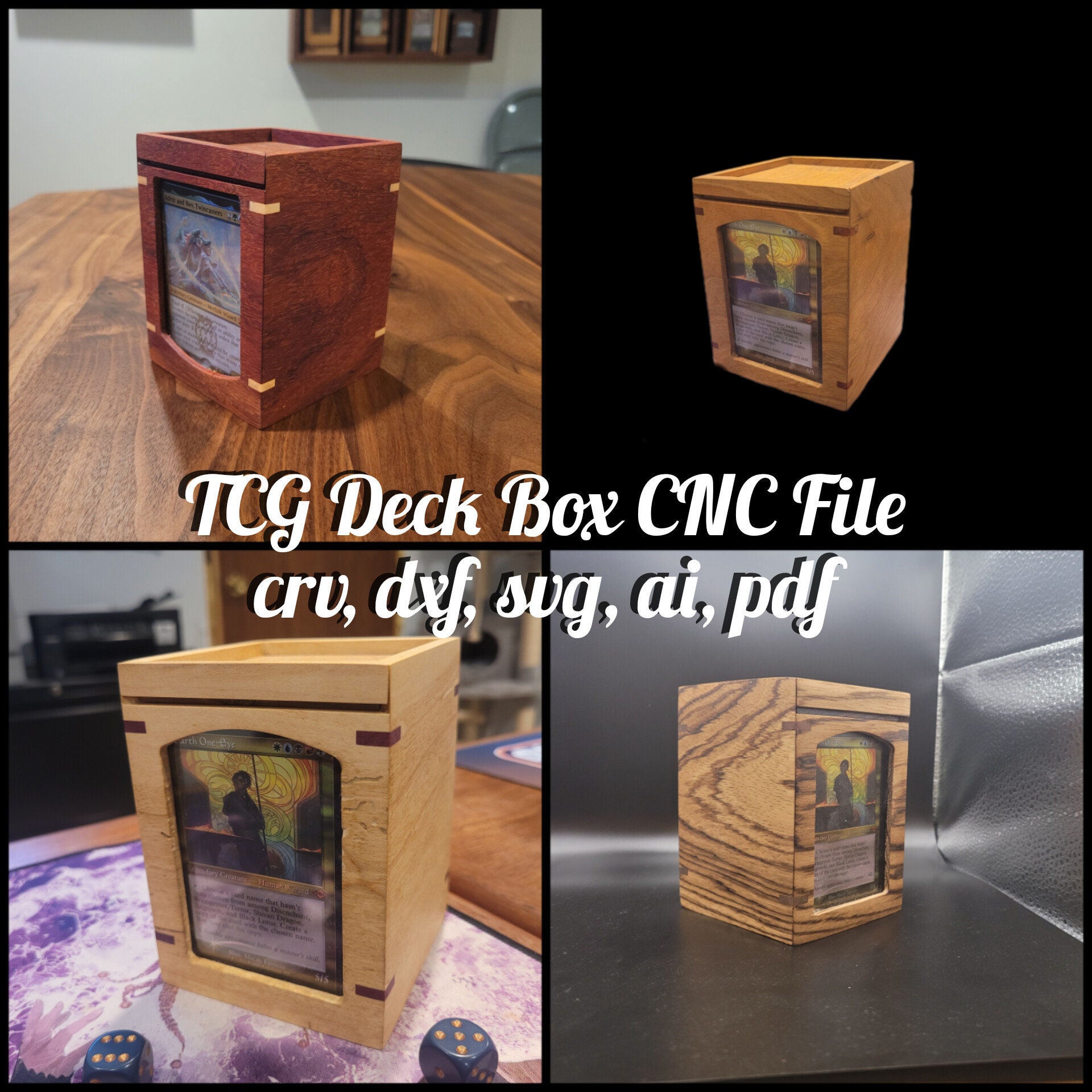 Wooden Trading Card Deck Box | Includes 20 Removable Dividers | Fits up to  1875 Sleeved Cards | Handmade (Box Shown in Oak)