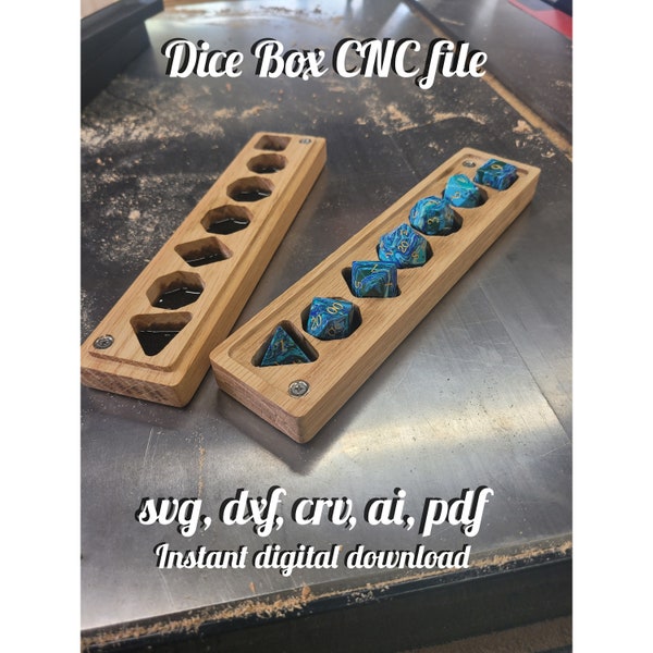 Dice Box CNC Design file svg, dxf, crv, for DnD, Tabletop Gaming, Dungeons and Dragons, Plans