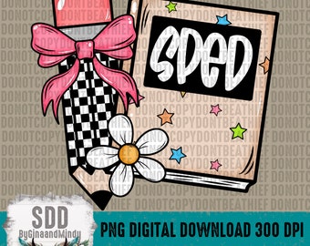 Special Education PNG |  | School, Stars, Pencil, Bow, Checkered, Flower, Student, Teacher | Sublimation | Instant Download | DIGITAL