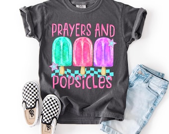 Oraciones y paletas heladas PNG / Diseño de camiseta cristiana para niños / Gráfico para camiseta de verano de VBS / Sublimación para niños con temática religiosa / Camiseta PNG para campamento de iglesia