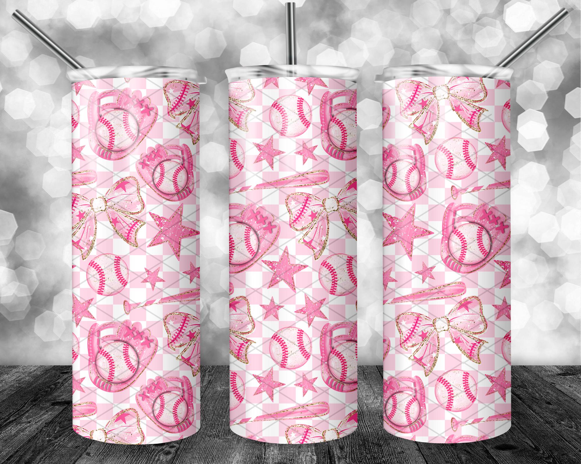 Pink Baseball Pattern Preppy Pink Baseball Seamless Pattern PNG • Girly Digital Paper • Bow ...