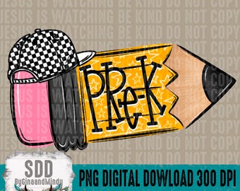 Pre K PNG | Trendy, Back to School, Grade, Elementary, Pencil, Doodle, School, Youth, Boy, Hat | DIGITAL Download