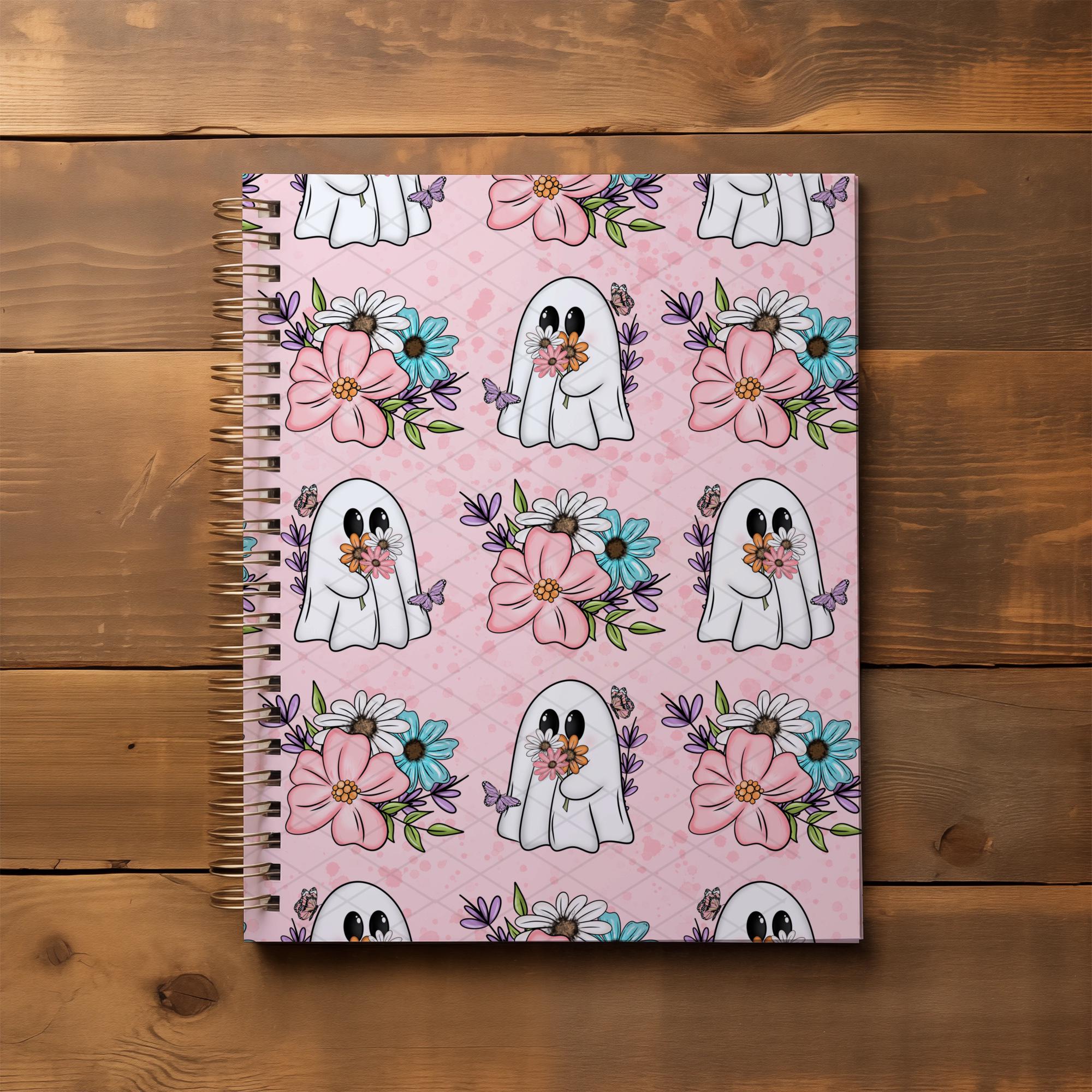 Floral Ghost Seamless Pattern PNG, Pink Spring Halloween Digital Paper ...