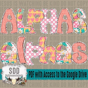 Paquete de parches de verano Alfa PNG / Letras de garabatos, mariposas, cuadros, flores, lunares, fuente / DIGITAL