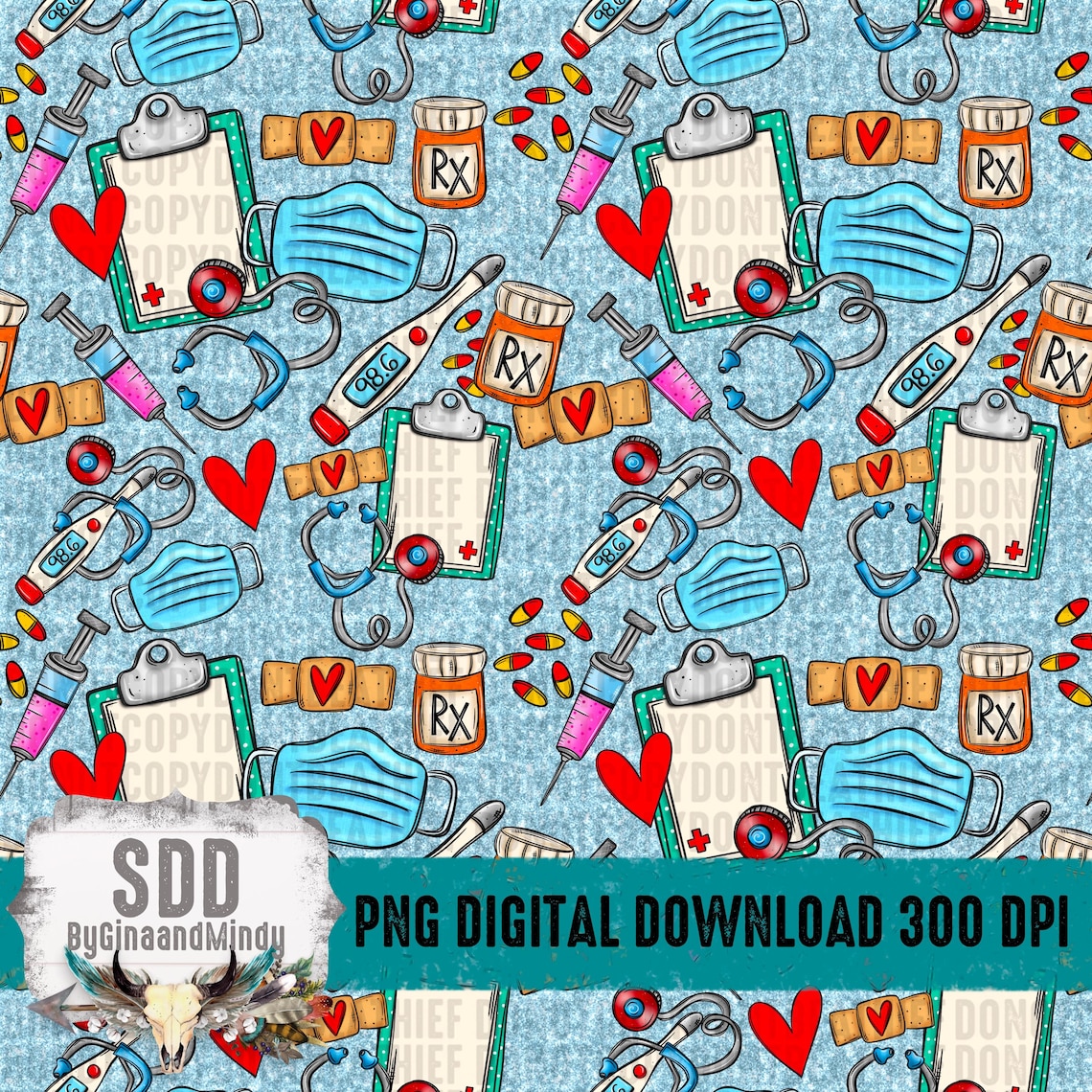 Nurse Seamless Bundle PNG | Fabric, Print, Nursing, Medical, Pattern ...