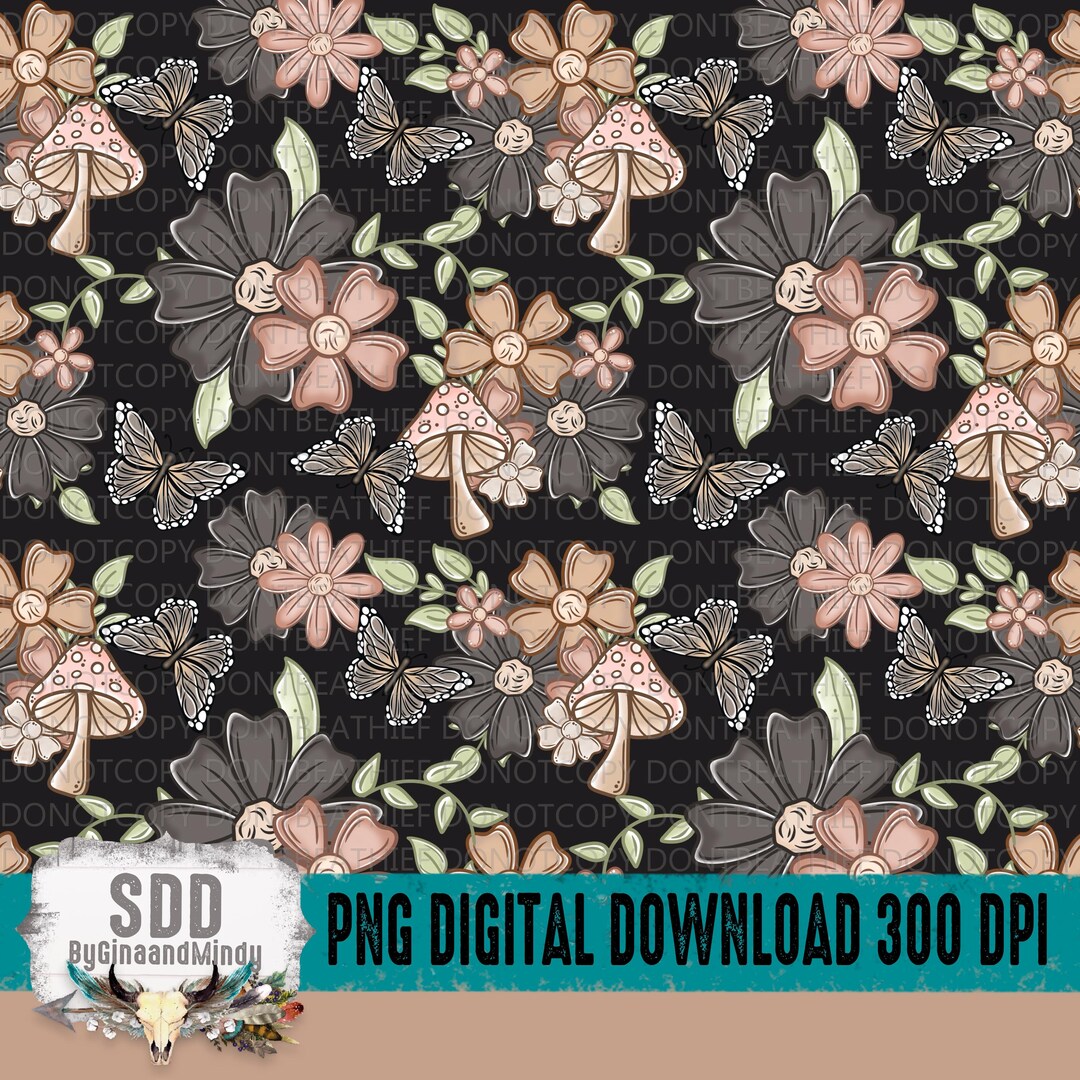 Boho Floral Seamless Pattern PNG • Transparent Background, Flowers ...