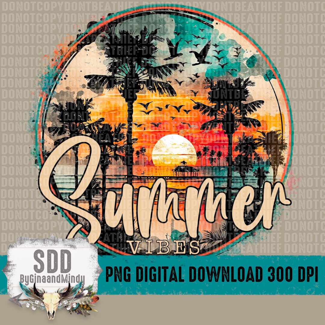 Summer Vibes PNG Ocean Beach Palm Trees Sand Salt Digital - Etsy