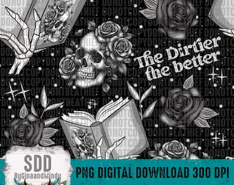 The Dirtier the Better Seamless PNG | Read, Reader, Reading, Book, Books | Fabric, Repeating Pattern, Paper, Download, Instant | DIGITAL