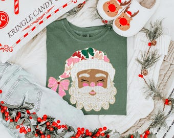 Preppy Coquette Santa PNG | Pink Bow Christmas Download | Holiday Sublimation | Glitter Glam Santa Clipart | DIGITAL